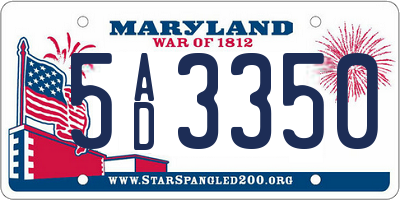 MD license plate 5AD3350