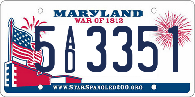 MD license plate 5AD3351