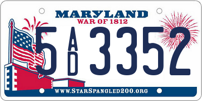 MD license plate 5AD3352