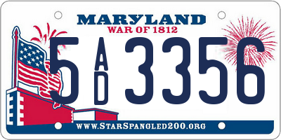 MD license plate 5AD3356
