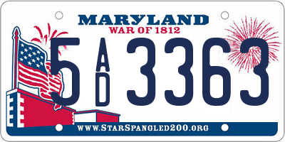MD license plate 5AD3363