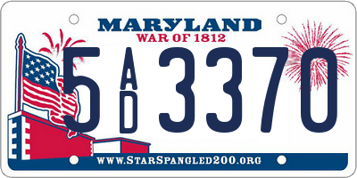 MD license plate 5AD3370
