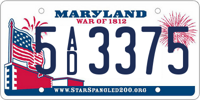 MD license plate 5AD3375