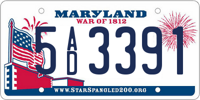 MD license plate 5AD3391