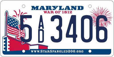 MD license plate 5AD3406