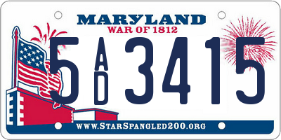 MD license plate 5AD3415
