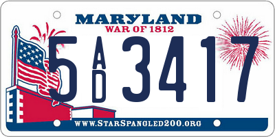 MD license plate 5AD3417