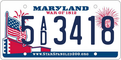 MD license plate 5AD3418