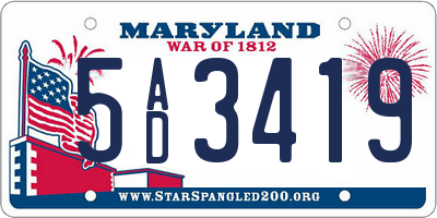 MD license plate 5AD3419