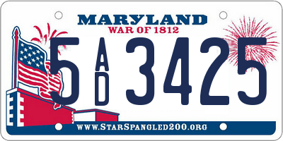 MD license plate 5AD3425