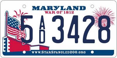 MD license plate 5AD3428