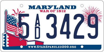 MD license plate 5AD3429