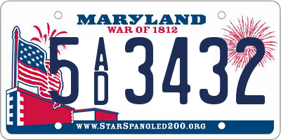 MD license plate 5AD3432
