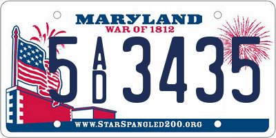 MD license plate 5AD3435