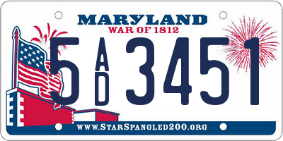 MD license plate 5AD3451