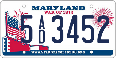 MD license plate 5AD3452