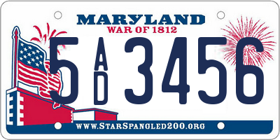 MD license plate 5AD3456
