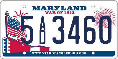 MD license plate 5AD3460