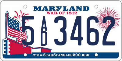 MD license plate 5AD3462