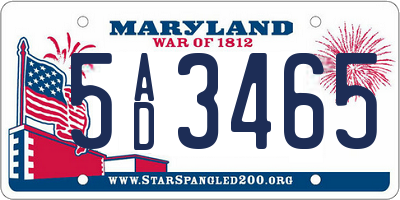 MD license plate 5AD3465