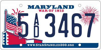 MD license plate 5AD3467