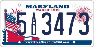 MD license plate 5AD3473