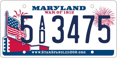 MD license plate 5AD3475