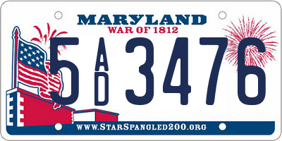 MD license plate 5AD3476