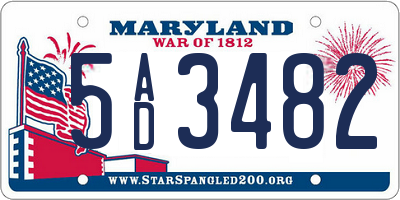 MD license plate 5AD3482