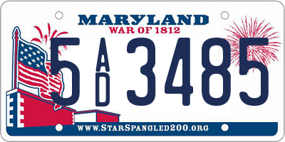 MD license plate 5AD3485