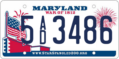 MD license plate 5AD3486