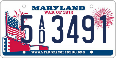 MD license plate 5AD3491