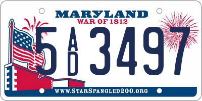 MD license plate 5AD3497