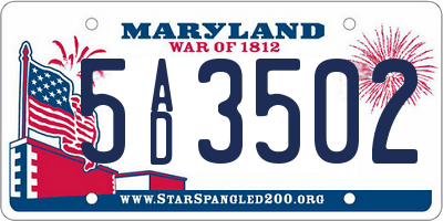 MD license plate 5AD3502