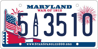 MD license plate 5AD3510