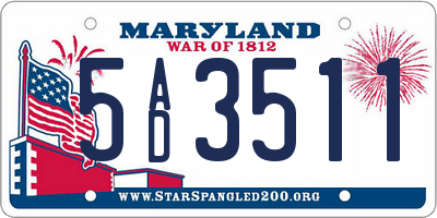 MD license plate 5AD3511
