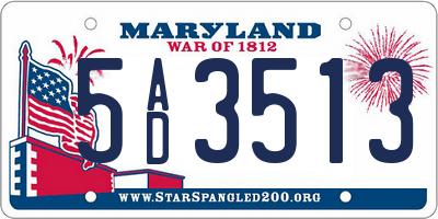 MD license plate 5AD3513
