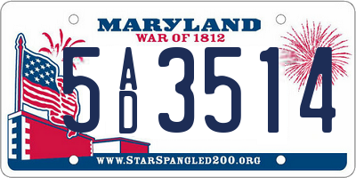MD license plate 5AD3514