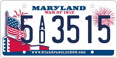 MD license plate 5AD3515