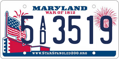 MD license plate 5AD3519