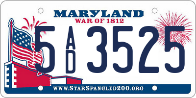 MD license plate 5AD3525