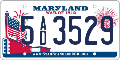 MD license plate 5AD3529