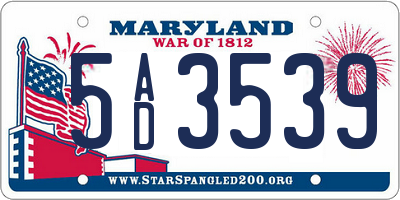 MD license plate 5AD3539