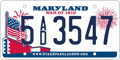 MD license plate 5AD3547