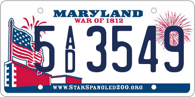 MD license plate 5AD3549