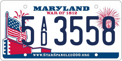 MD license plate 5AD3558