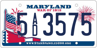MD license plate 5AD3575