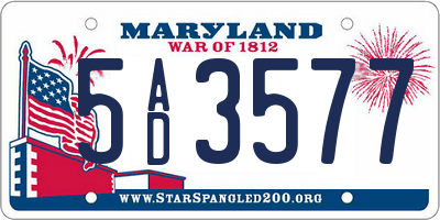 MD license plate 5AD3577