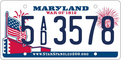 MD license plate 5AD3578