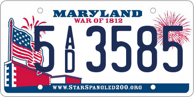 MD license plate 5AD3585